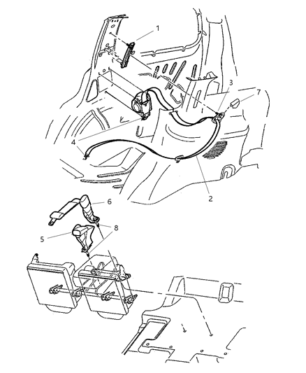 2002 Dodge Durango Rear Inner Right Seat Belt Diagram for 5GF281T5AB