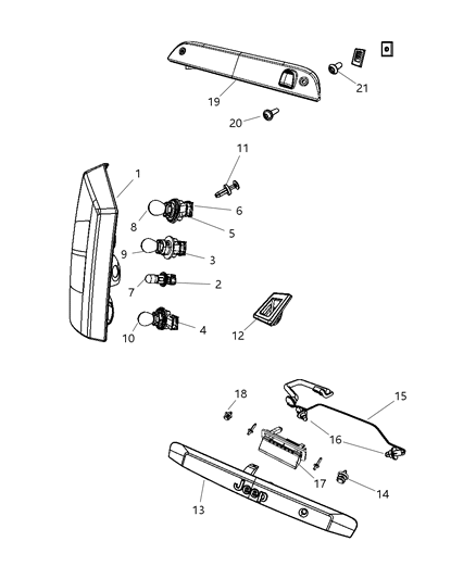 2010 Jeep Patriot Lamps - Rear Diagram