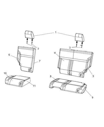 2008 Jeep Liberty Seat Cushion Foam Diagram for 68034019AA