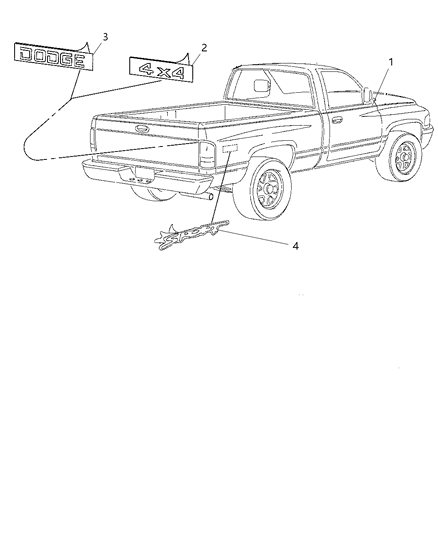 1998 Dodge Ram 1500 Decal Diagram for 5DV76VBL