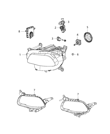 2018 Jeep Cherokee Lamps, Front Headlamp Diagram 2