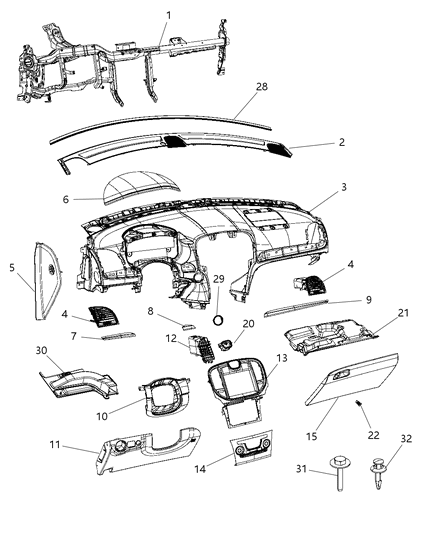 2018 Chrysler 300 Stack-Vehicle Feature Controls Diagram for 68293637AB