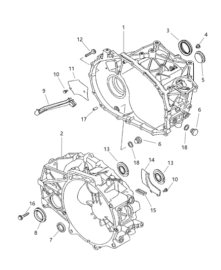 2007 Chrysler Sebring Transaxle Case & Related Parts Diagram 1
