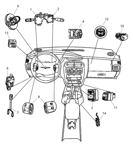 2000 Dodge Neon Switches - Instrument Panel Diagram