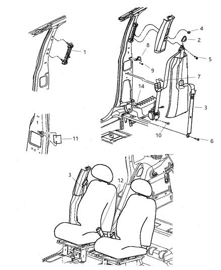 2002 Chrysler PT Cruiser Seat Belt - Front Diagram