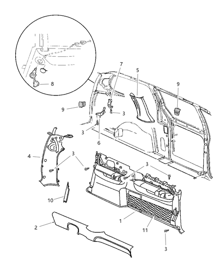 1999 Chrysler Town & Country Quarter Panel Diagram 1