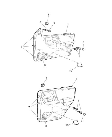 1997 Jeep Grand Cherokee Panels - Door Trim Diagram