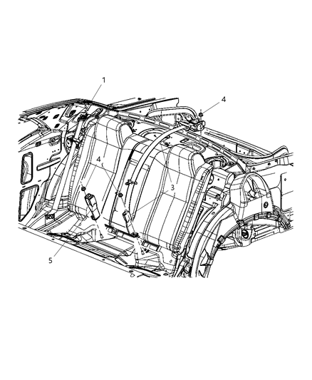 2008 Dodge Challenger Rear Inner Seat Belt Diagram for 1BY501DVAC