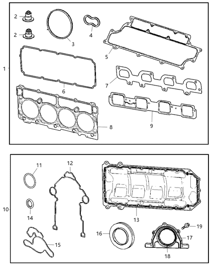 2010 Dodge Challenger Engine Gasket / Install Kits Diagram 4