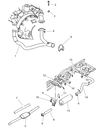 1999 Dodge Dakota Catalytic Converter Diagram for 5019321AA