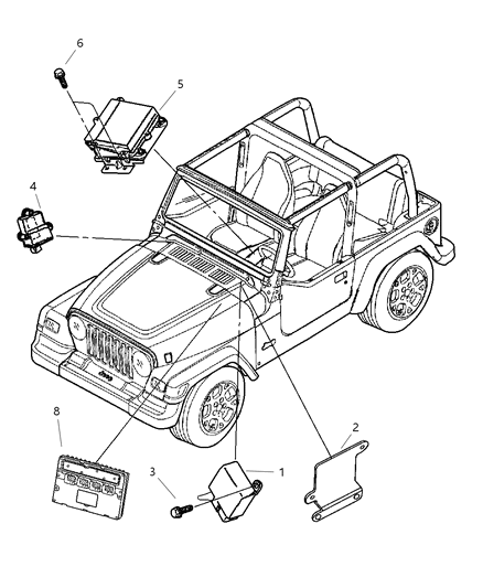 2005 Jeep Wrangler Air Bag Control Module Diagram for 56010533AA