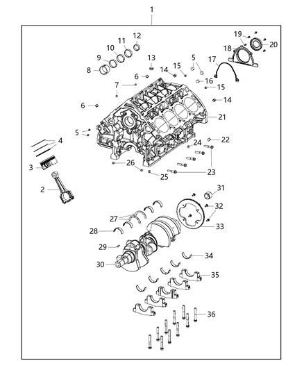 2014 Dodge Challenger Cylinder Block & Hardware Diagram