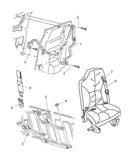 2001 Dodge Ram 1500 Front Outer Seat Belt Diagram for 5GD701AZAB