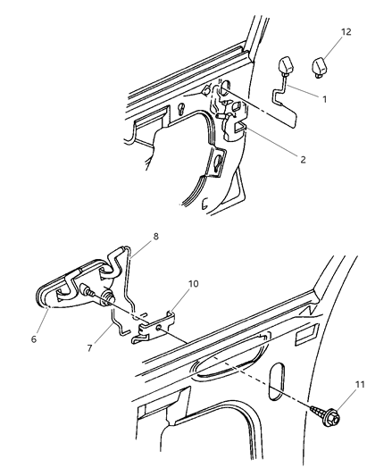 1997 Chrysler LHS Door, Front Exterior Handle & Links Diagram