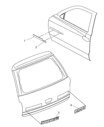 2001 Dodge Durango Decal Diagram for 5EW57CA1AC