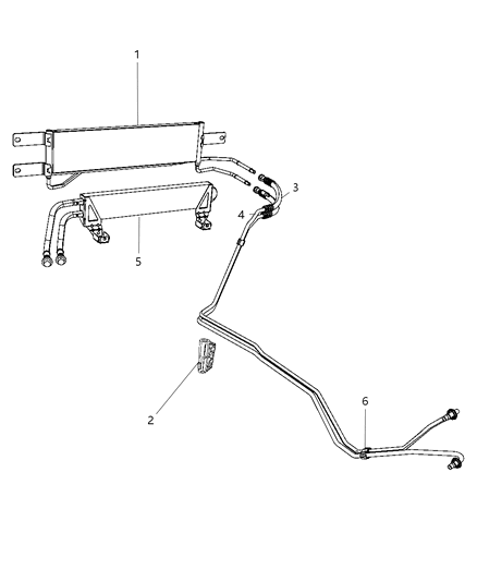 2008 Dodge Ram 3500 Cab Chassis Transmission Oil Cooler & Lines Diagram 1