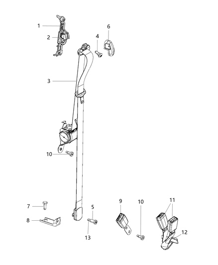 2019 Dodge Grand Caravan Seat Belt Bracket Diagram for 4680233