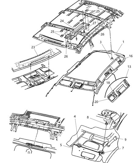 2007 Chrysler Pacifica Headliner Diagram for 1FW461W1AA