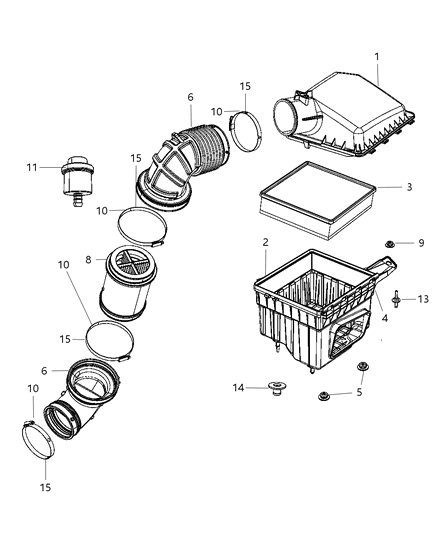 2008 Dodge Ram 3500 Fuel Clean Air Duct Diagram for 53032944AG