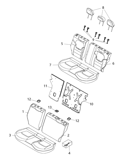 2019 Jeep Renegade Rear Seat Back Diagram for 7AD29U00AA