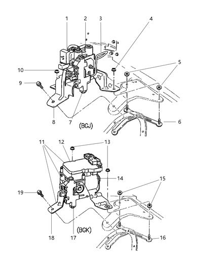 1999 Dodge Ram 2500 Quad & Club Cab Hydraulic Control Unit, Brake Diagram