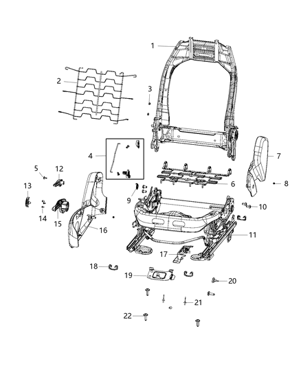 2020 Jeep Compass Adjusters, Recliners, Shields And Risers - Passenger Seat Diagram 2