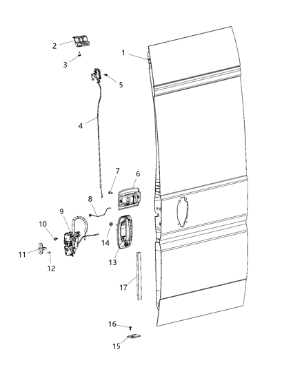 2021 Ram ProMaster 2500 Handle-Inside Remote Control Diagram for 1ZP86JXWAB