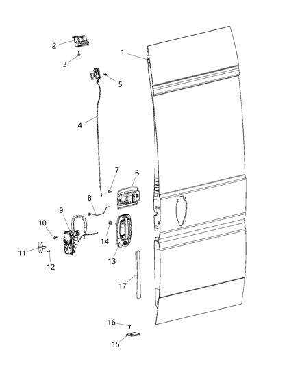 2021 Ram ProMaster 3500 Rear Cargo Door, Hardware Components Diagram 2