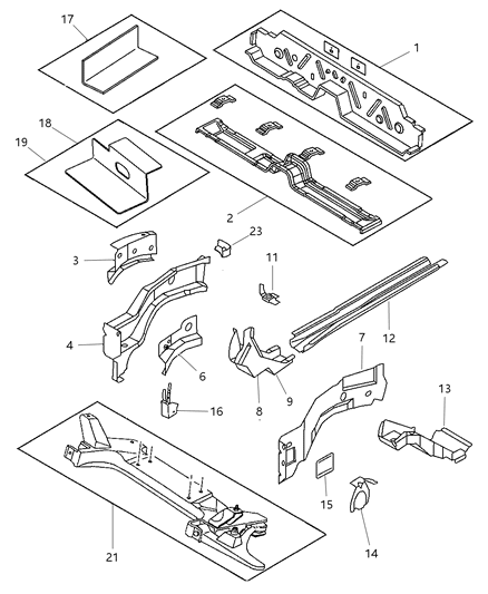 1999 Dodge Neon Extension-Front Side Rail Diagram for 4783453AB