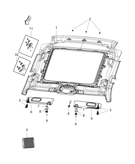 2018 Jeep Compass Visor-W/MIRROR Diagram for 5SY90PS4AB