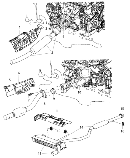 2008 Jeep Patriot Exhaust Manifold And Catalytic Converter Diagram for 5105460AE
