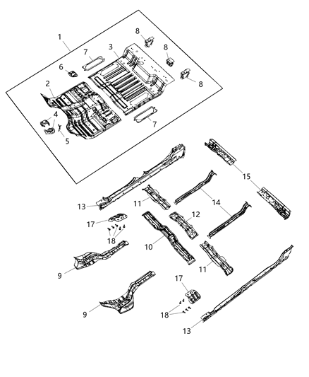 2020 Ram 1500 CROSSMEMB-Rear Floor Diagram for 68437322AA