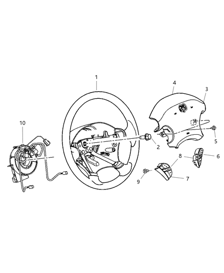 2004 Chrysler Sebring Wheel Steering Diagram for RB25XDVAA