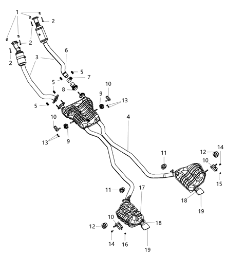 2015 Jeep Grand Cherokee Exhaust Resonator And Tailpipe Diagram for 68289195AA