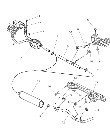 2002 Dodge Ram 2500 Quad & Club Cab Exhaust System Diagram 1