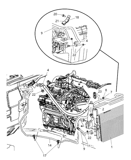 2007 Jeep Grand Cherokee Accumulator, Condenser & Lines Diagram 1