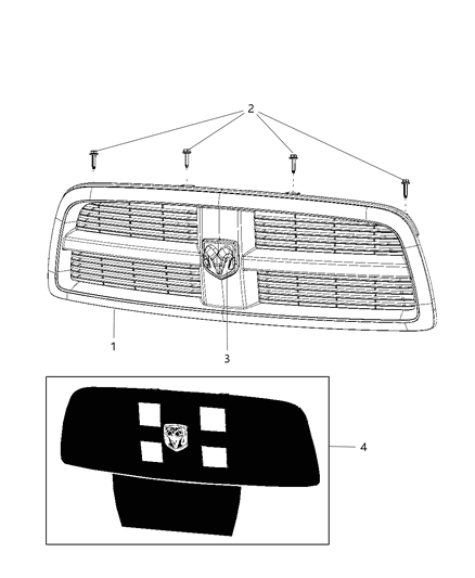 2012 Ram 2500 Cover-Radiator Grille Diagram for 68079678AB