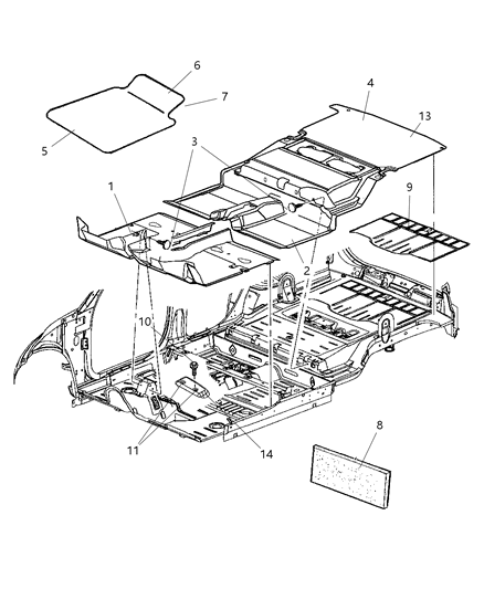 2005 Chrysler PT Cruiser Carpet-Passenger Floor Diagram for UY06XDVAD