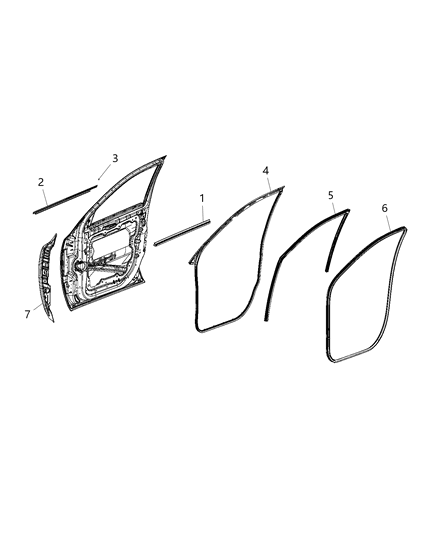 2020 Dodge Durango WEATHERSTRIP-Front Door Secondary Diagram for 55399256AE