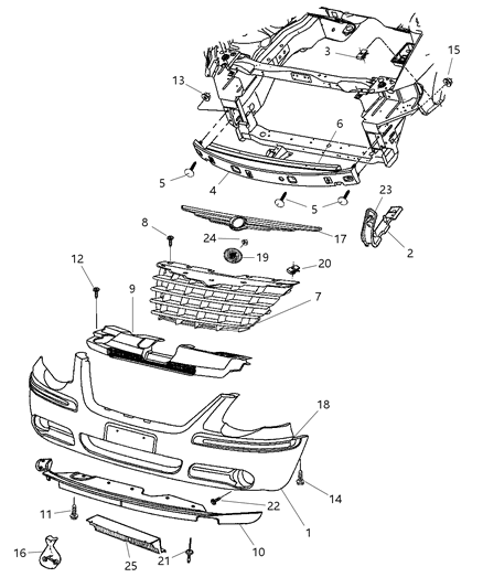 2007 Chrysler Town & Country Front Fascia Diagram