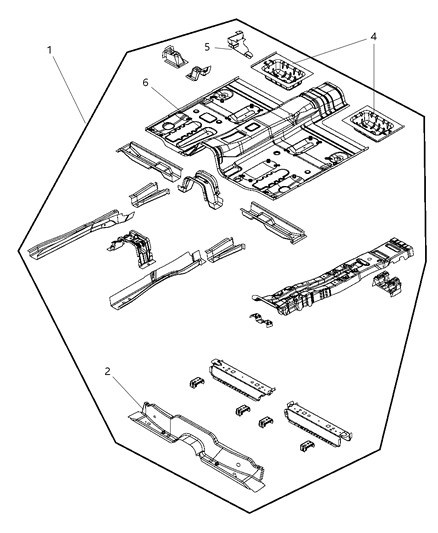 2010 Dodge Journey Pan-Front Floor Diagram for 5067837AF