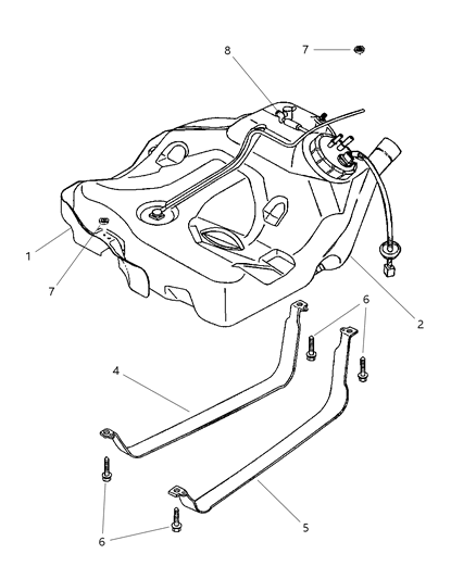 2000 Chrysler Sebring Strap-Fuel Tank Diagram for 4616458AB