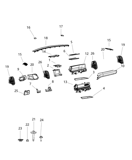 2019 Ram 4500 Grille-Instrument Panel Speaker Diagram for 6NK19HL1AB