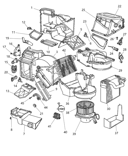 1997 Chrysler Sebring Convertible Air Conditioning & Heater Unit Diagram