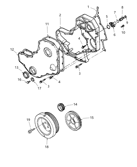 1997 Dodge Ram 3500 Timing Gear & Cover Diagram 2