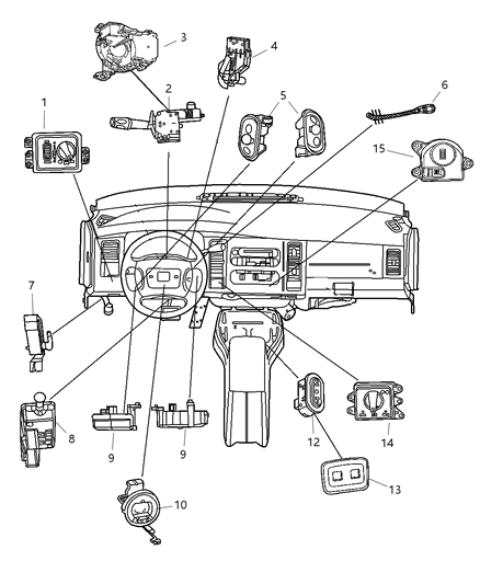 2007 Dodge Dakota Switches Instrument Panel - Console Diagram