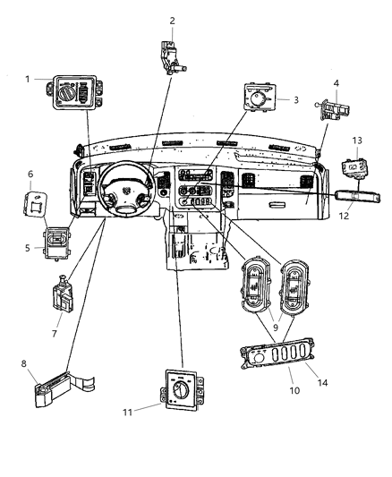 2008 Dodge Ram 3500 Switches Instrument Panel Diagram