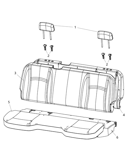 2019 Ram 1500 New Style Crew Cab Rear Seat - Bench Diagram