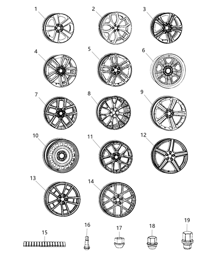 2019 Dodge Charger Aluminum Wheel Diagram for 6EJ751AUAB