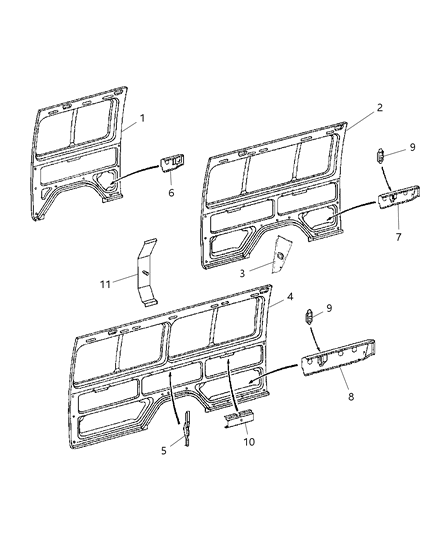 2005 Dodge Sprinter 2500 Body Side Rear Panel Diagram for 5104203AA